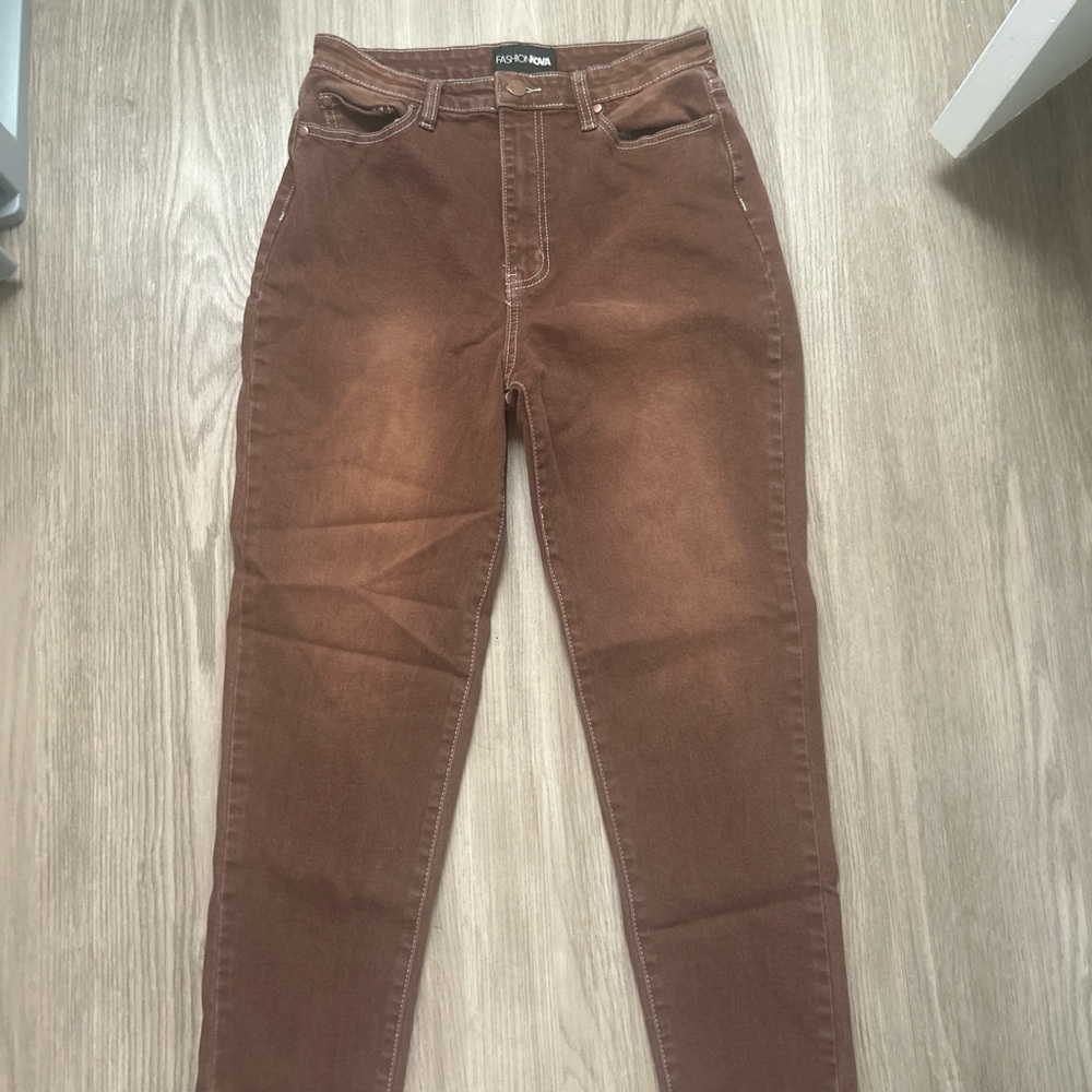 Fashion Nova High Rise Brown Jeans